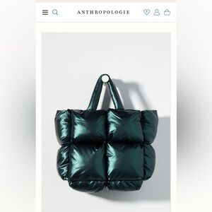 Emerald green puffy tote | Anthropologie